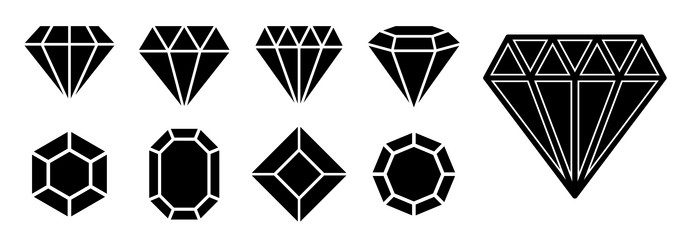 Set of diamond outline icon or gems vector