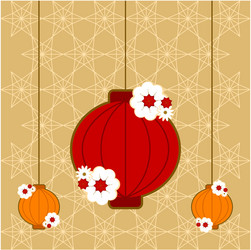 geometric pattern background with lanterns vector image