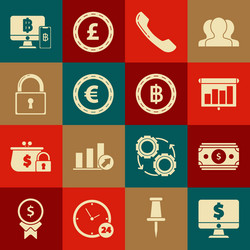 set computer monitor with dollar symbol schedule vector image