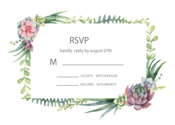 watercolor hand painted wedding invitation Vector Image