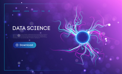 futuristic data science landing page with glowing vector image