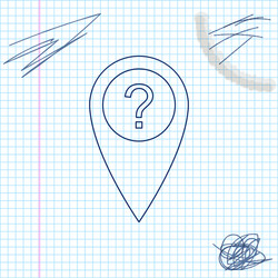 Map pointer with question symbol line sketch icon vector