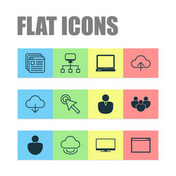 Connection icons set collection of display user vector