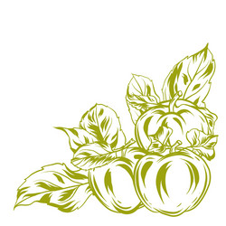 Decorative object with apples and leaves vector