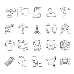 Japan Travel Doodle Set Icon Hand Drawn Japanese Vector Image Japan Travel Doodle Set Icon Hand Drawn Japanese Vector Image