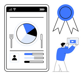 mobile diet tracking app interface with pie chart vector image