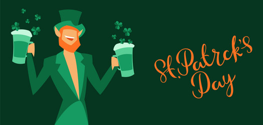 Saint patricks day greeting card with leprechaun vector