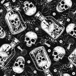 seamless scary pattern with halloween objects vector image