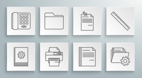 set line user manual document folder printer vector image