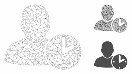 user time mesh 2d model and triangle mosaic vector image