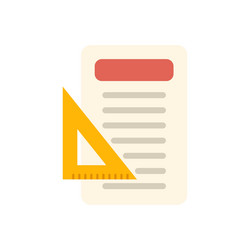 yellow set square overlaying a document with text vector image