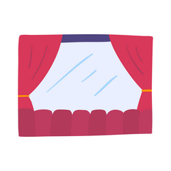 cartoon color theater scene with a red curtain vector