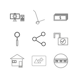web linear icon set simple outline icons vector image