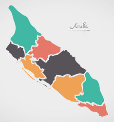 aruba map with states and modern round shapes vector