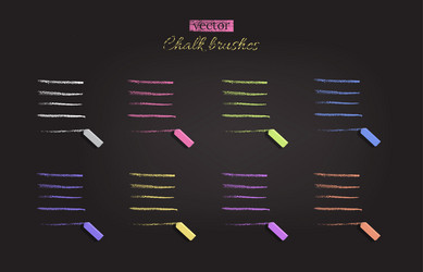 Chalk brushes with chalks different color vector