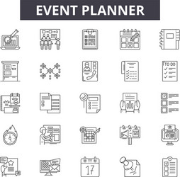 event planner line icons for web and mobile design vector image