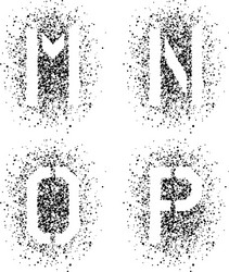 Stencil angular spray font letters m n o p vector