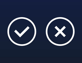 Yes and no cross wrong correct choice buttons vector