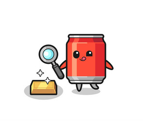 drink can character is checking the authenticity vector image
