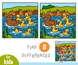 find differences education game duck and ducklings vector image