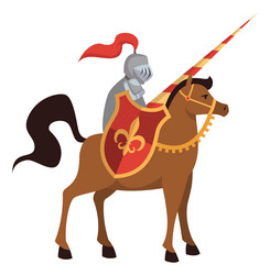 Medieval knight on horse jousting with lance vector