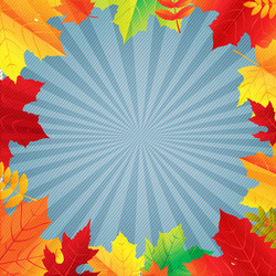 sale autumn poster with sunburst and leaves vector