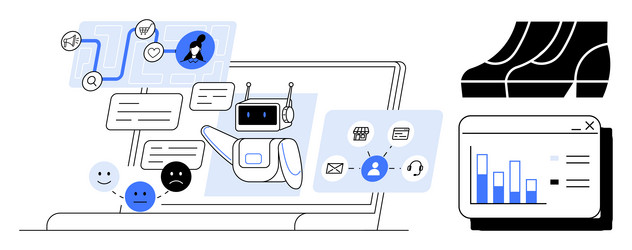 chatbot interacting with users through messages vector image