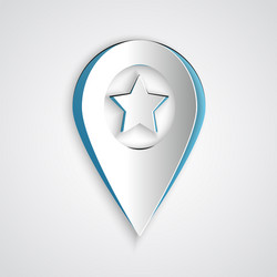 paper cut map pointer with star icon isolated vector image