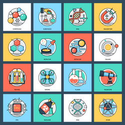 Science and technology flat icons Royalty Free Vector Image
