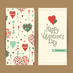 Valentine card set with hearts and arrows vector