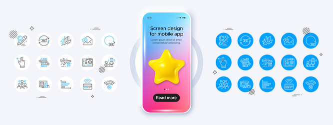 full rotation team work and send mail line icons vector image