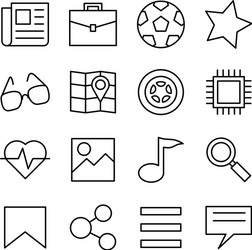 line icon set category news website button vector