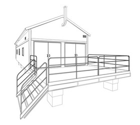 Wire-frame industrial building vector