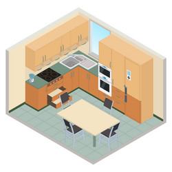 Realistic isometric kitchen Royalty Free Vector Image