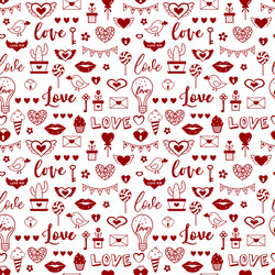 Red hand drawn love hearts and different vector