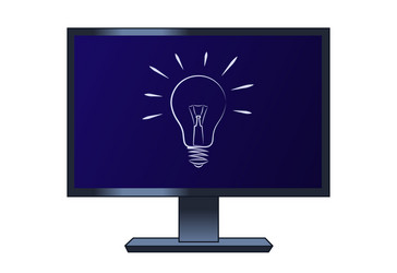 Symbol of the light bulb on computer lcd vector