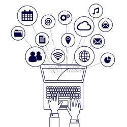 computer network line style vector image