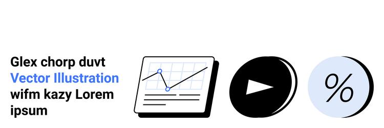 financial data report with line graph play button vector image