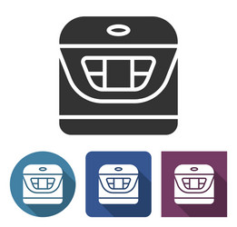 multicooker icon in different variants with long vector image