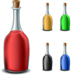 Old bottle set with different liquids vector