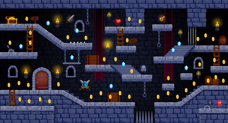 2d arcade game castle level map interface vector image