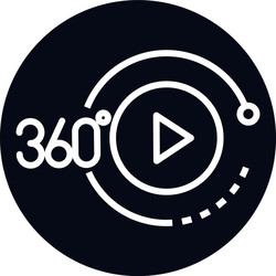 360 degree view virtual tour button block and line vector image