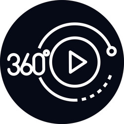 360 degree view virtual tour button block and line vector