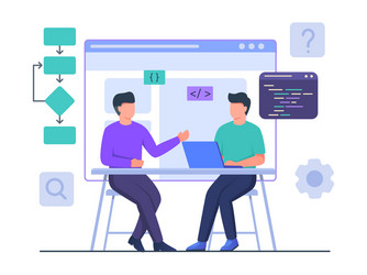 man programmer collaboration with partner work vector image