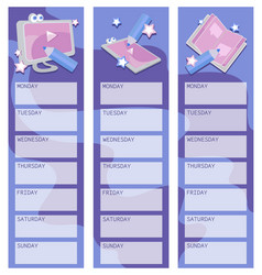 Cute donkeys weekly planner template with kawaii Vector Image