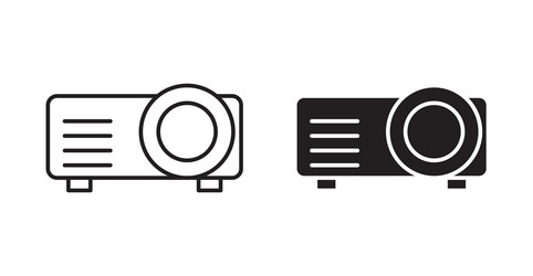 projector icon set in thin line for web vector image