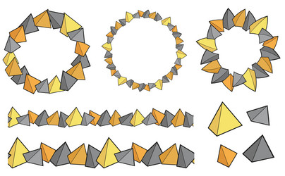 Set round frame with 3d pyramids seamless vector