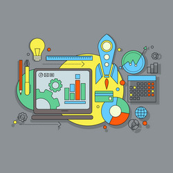 Flat design website development graphic Royalty Free Vector