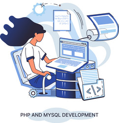 php and mysql development software website vector image
