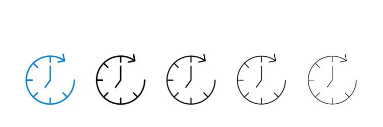time forward icons in five different stroke sizes vector image
